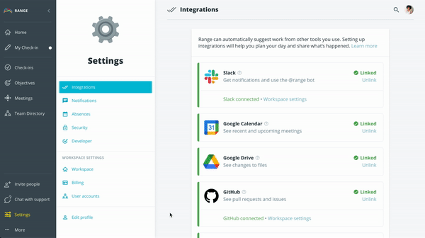Scrolling through Range integrations