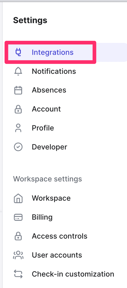 Range integrations settings