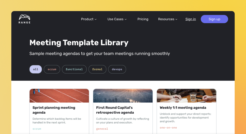 Meeting templates