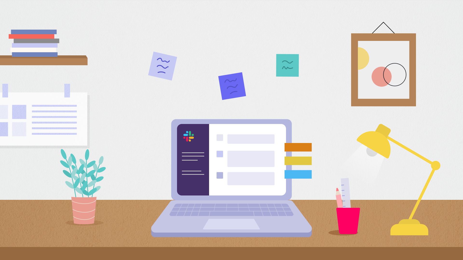Illustration of home office setup