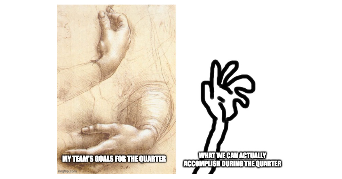 My team's goals for the quarter vs. what we can actually accomplish during the quarter