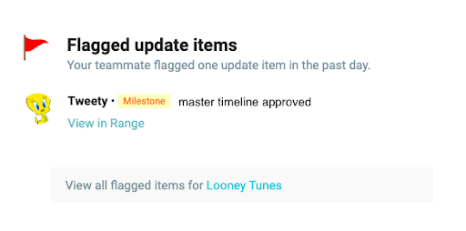 Flagged updates in Range