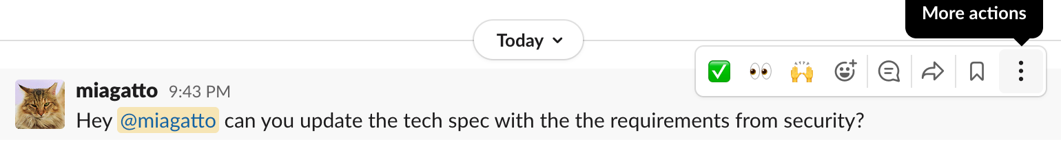 Adding a Slack message to your Check-in as a task
