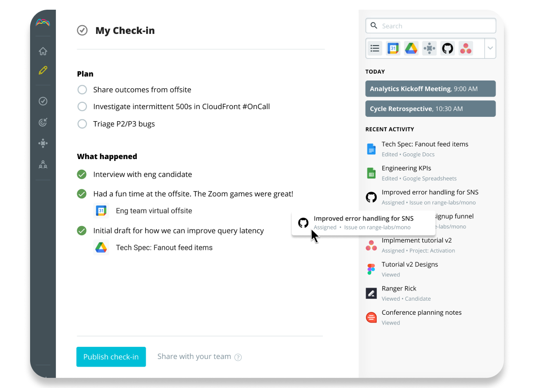 Composing a Check-in in Range