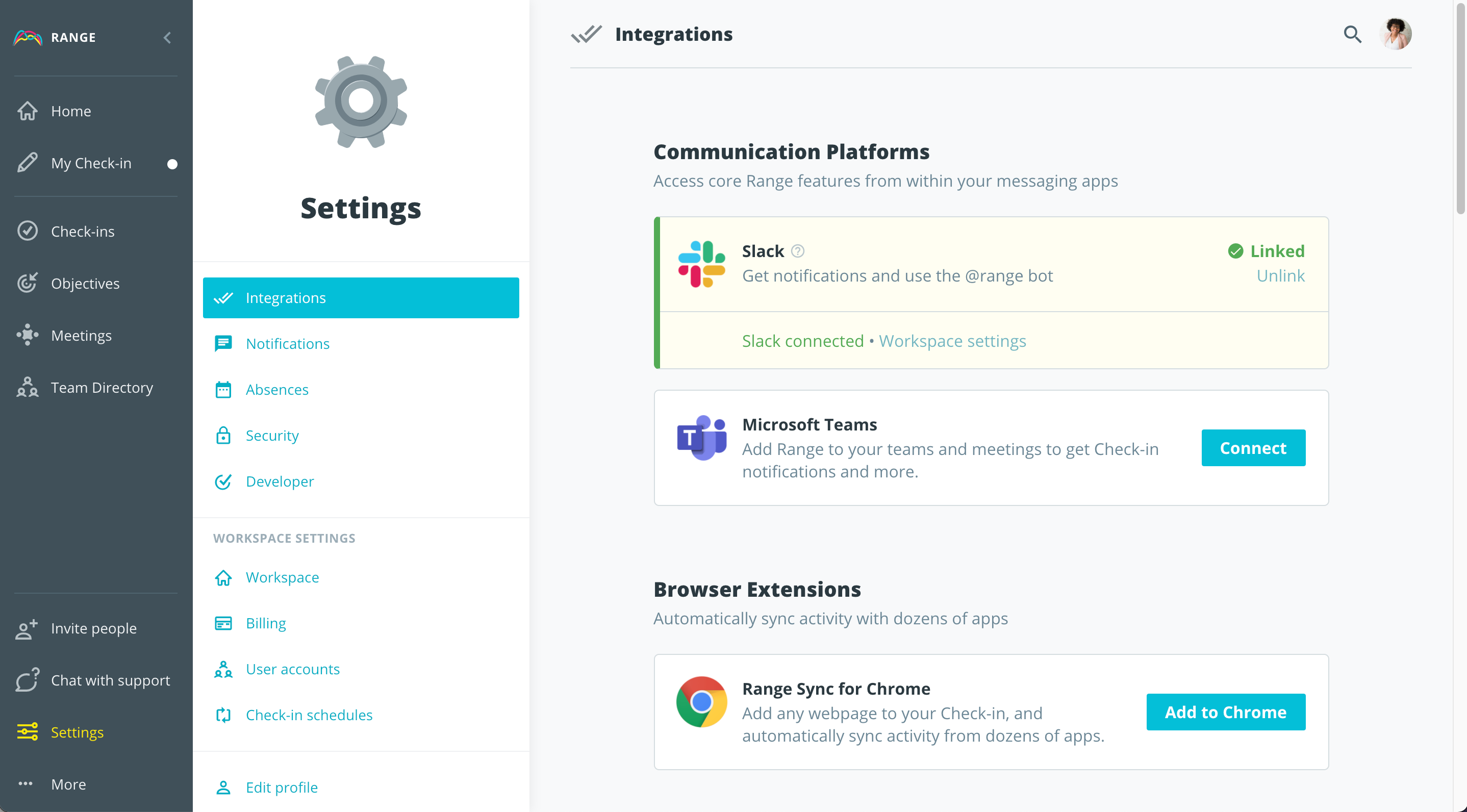 Connecting Range to Slack