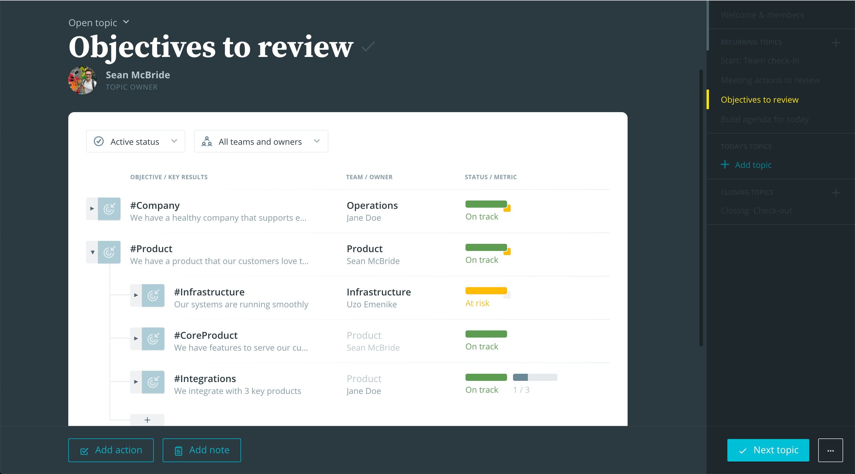 Overview page in Range of all of your objectives