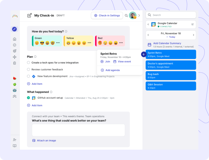 Check-in with google calendar events