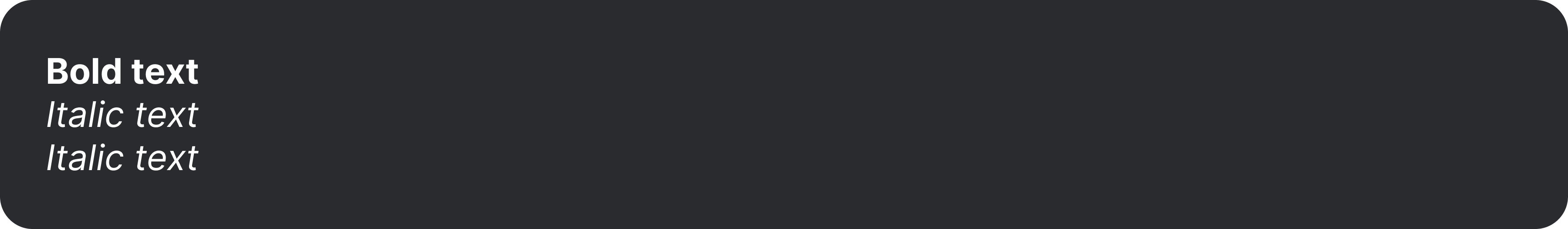 Screenshot of bold and italic text