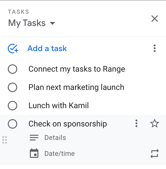 Google Tasks Google Calendar Range