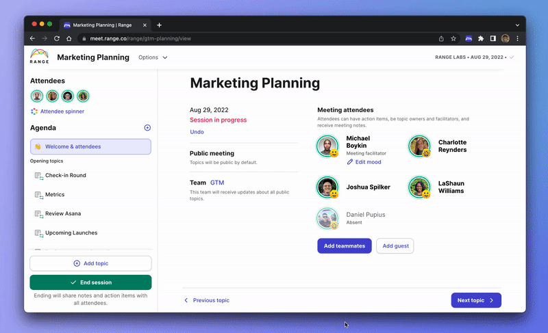 marketing meeting Range