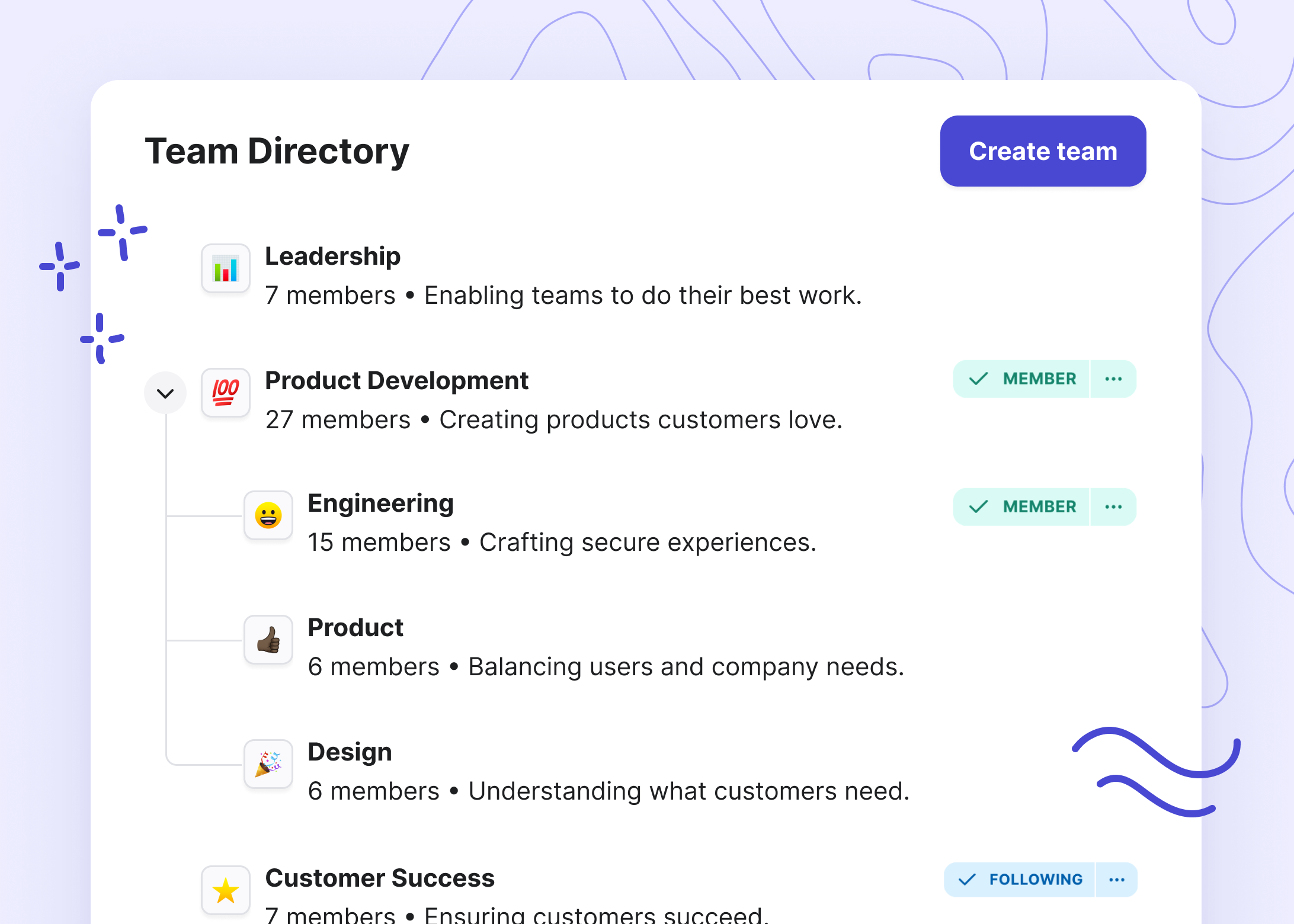 Create a team in less than 5 minutes.
