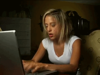 Woman overworking herself with crazy eyes