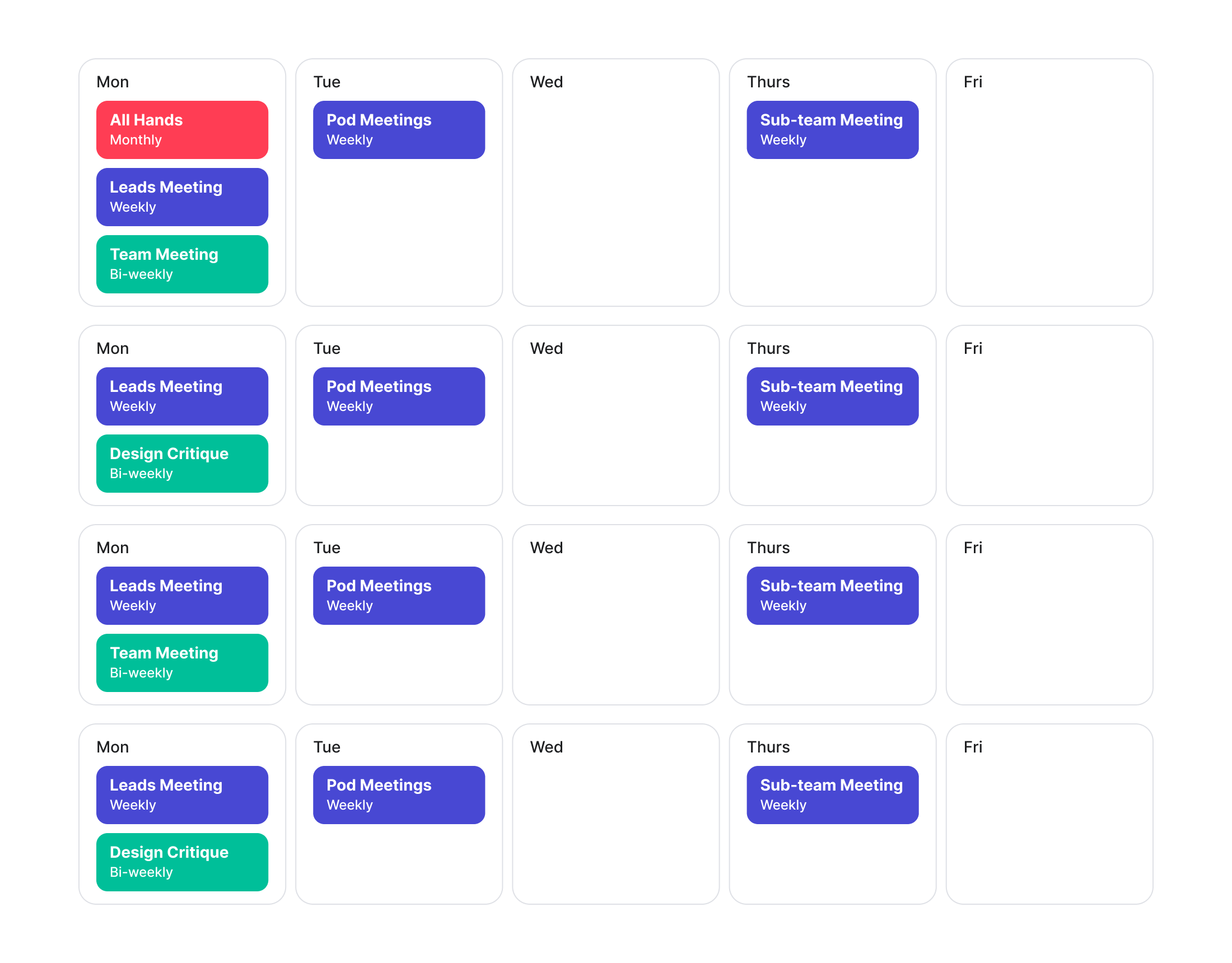 Visualization of Andrew Branch's monthly calendar