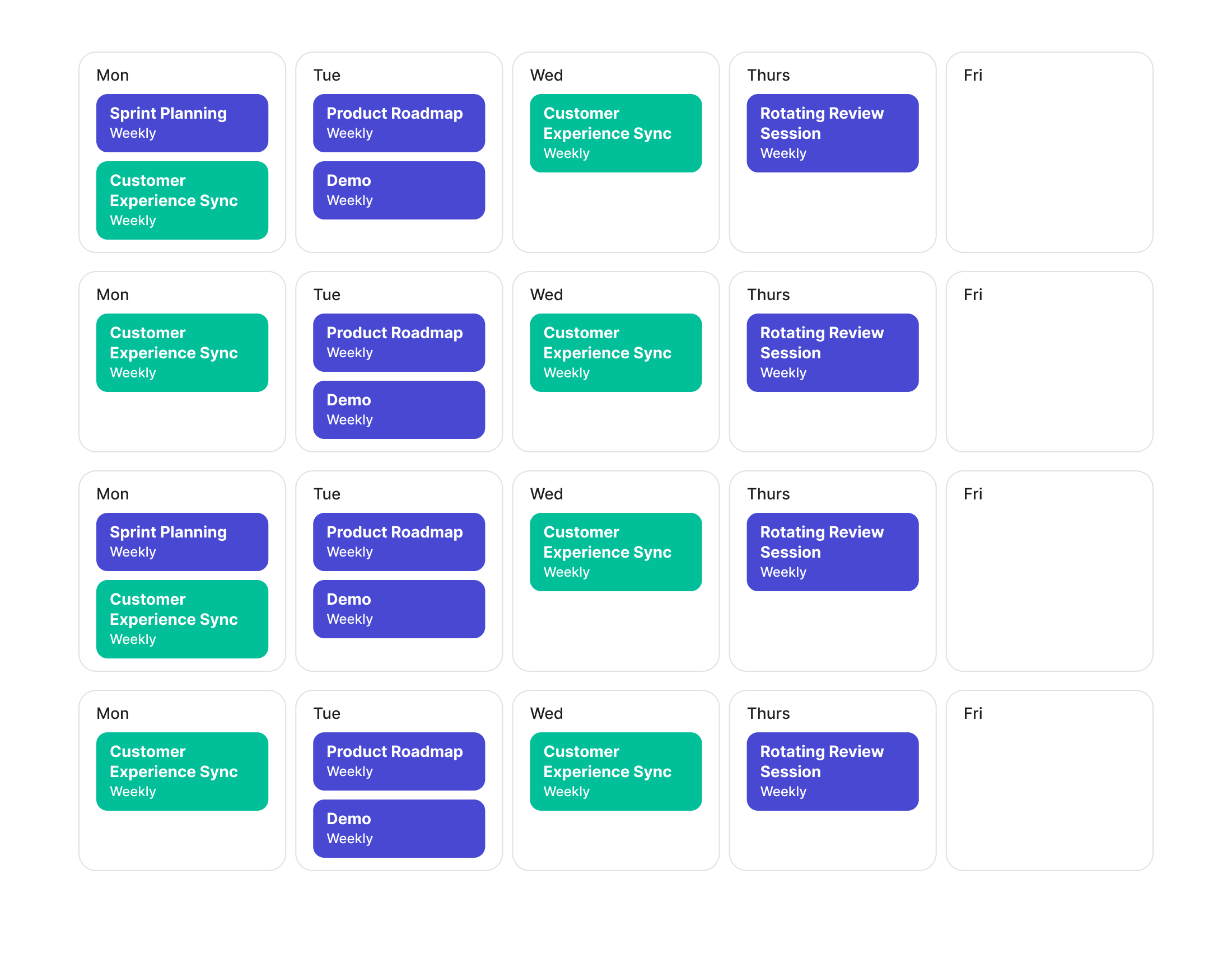 Image of Chris Bee's monthly calendar at Lessen