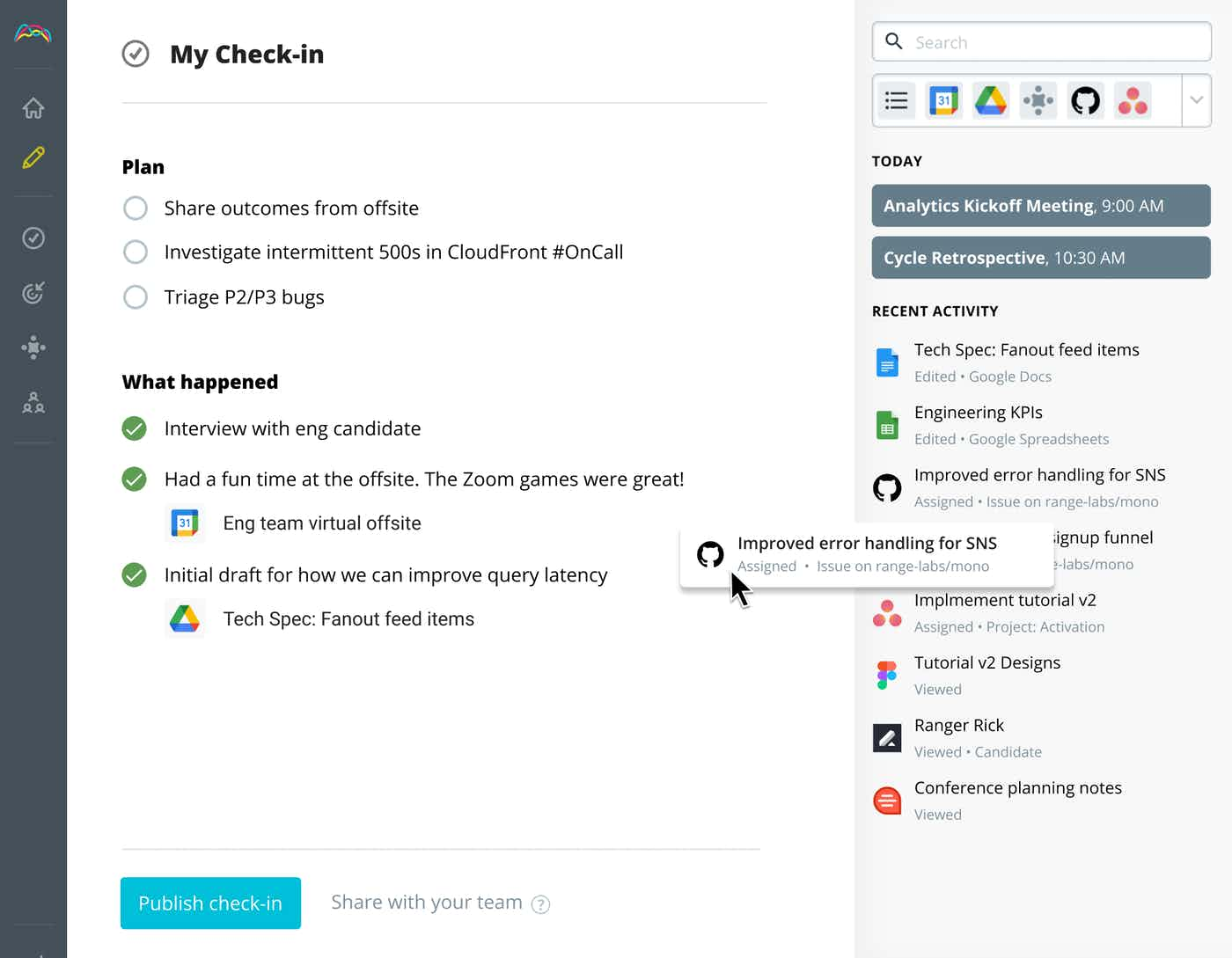 Lightweight, daily goal tracking 