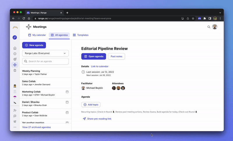 Linking Google Calendar event to Range meeting