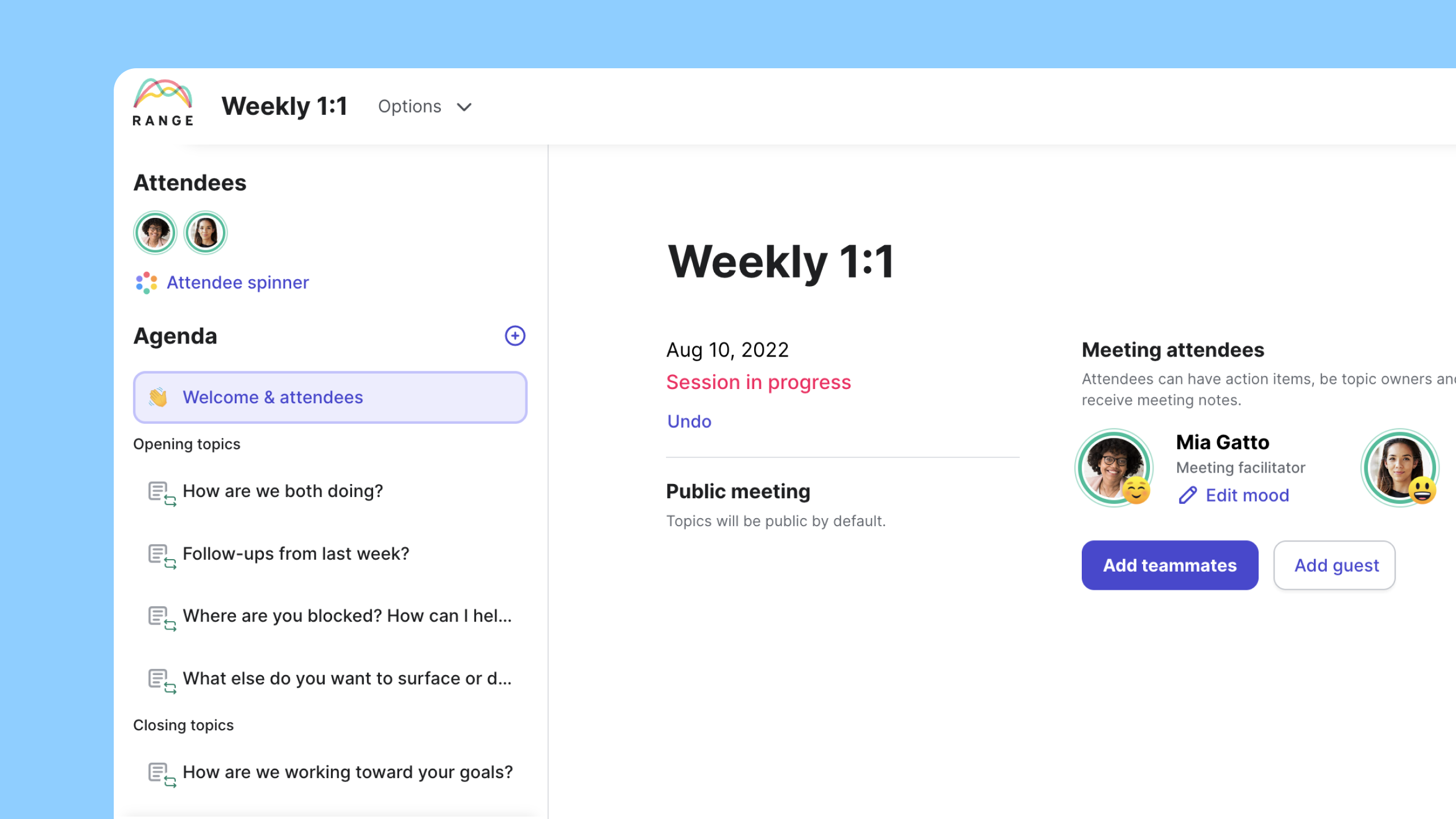 weekly 1-1 meeting template