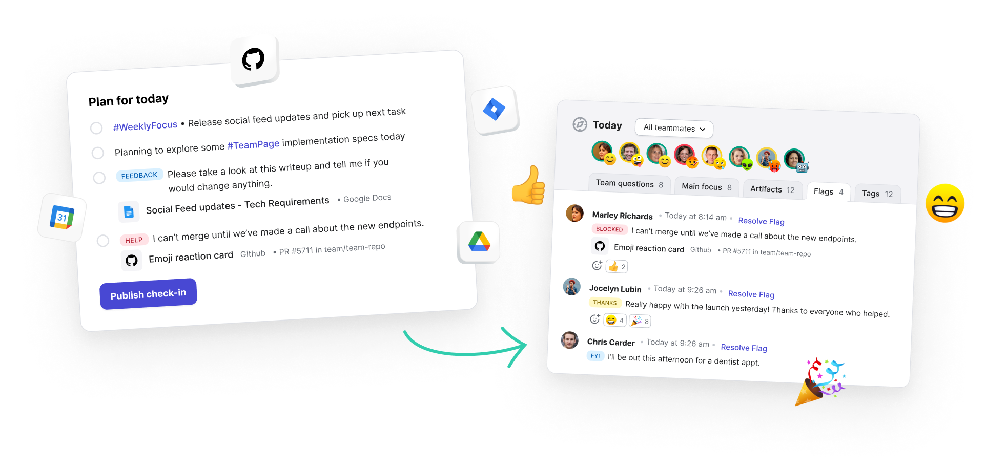 Check-ins that support your team's focus and progress