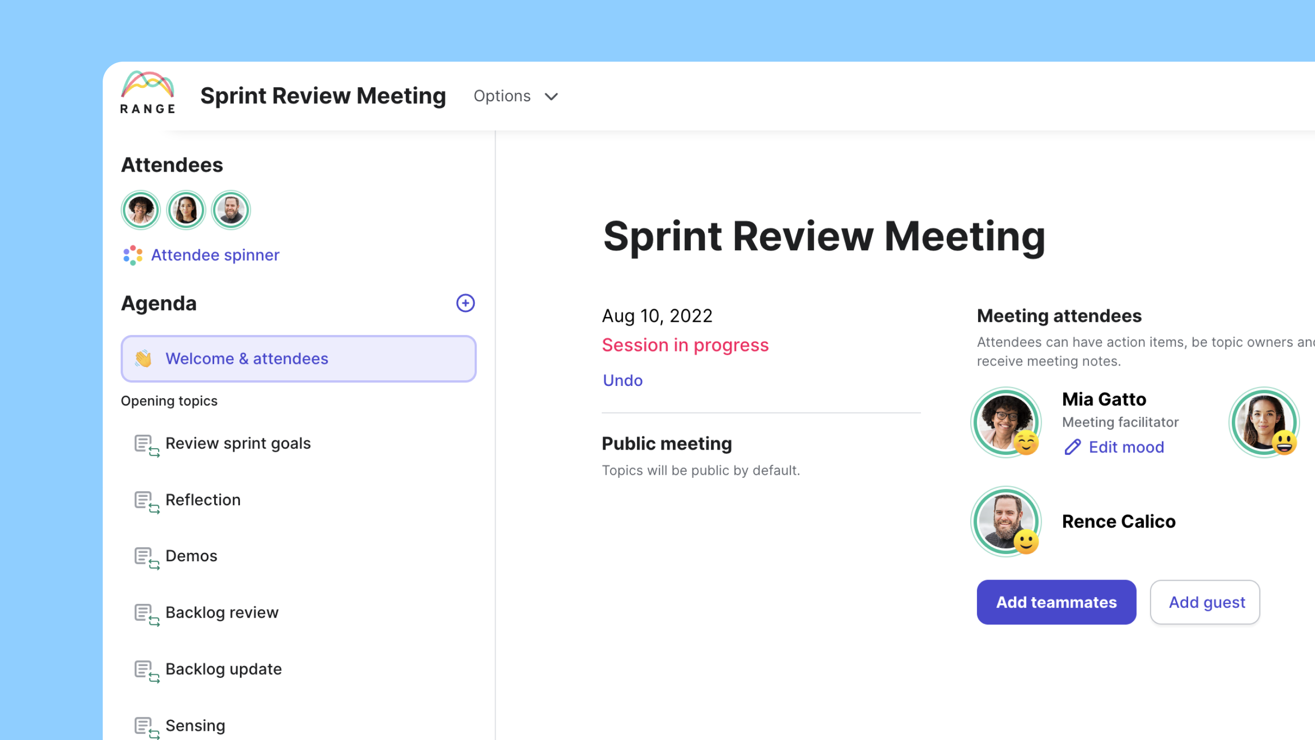 sprint review meeting Rante