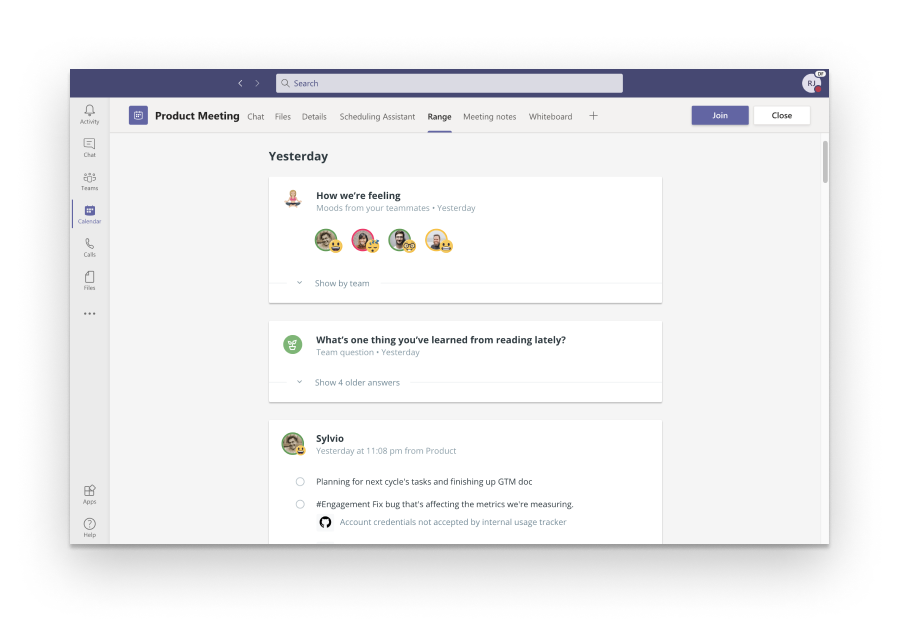 Check in with your team from the office — or anywhere.