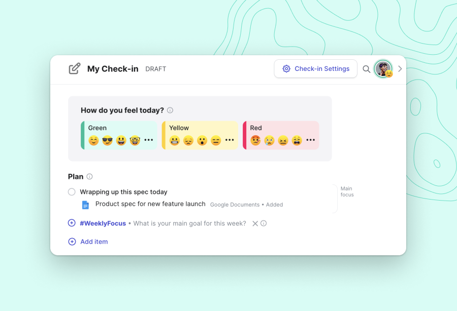Range Check-in with mood emojis