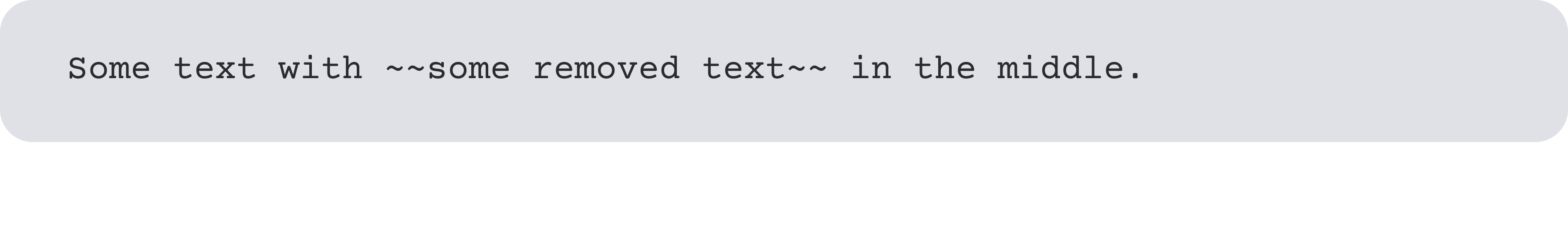 Screenshot of markdown formatting for strikethrough text