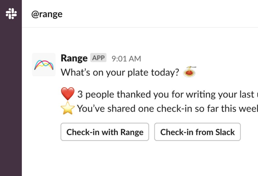 Reminder on Slack to thank