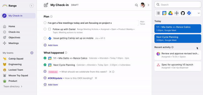 Adding ClickUp suggestion item to Range Check-in