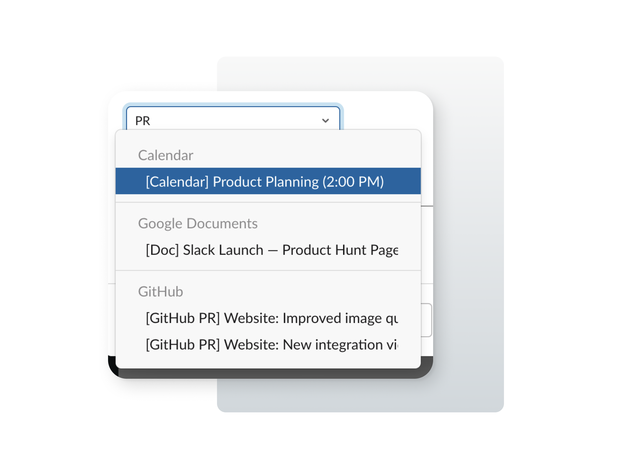 Slack UI design showing select input dropdown elements