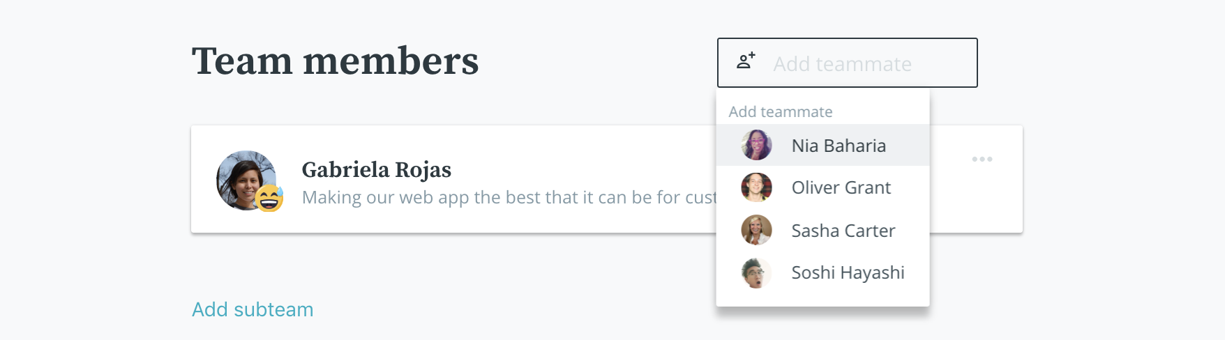 Add team members