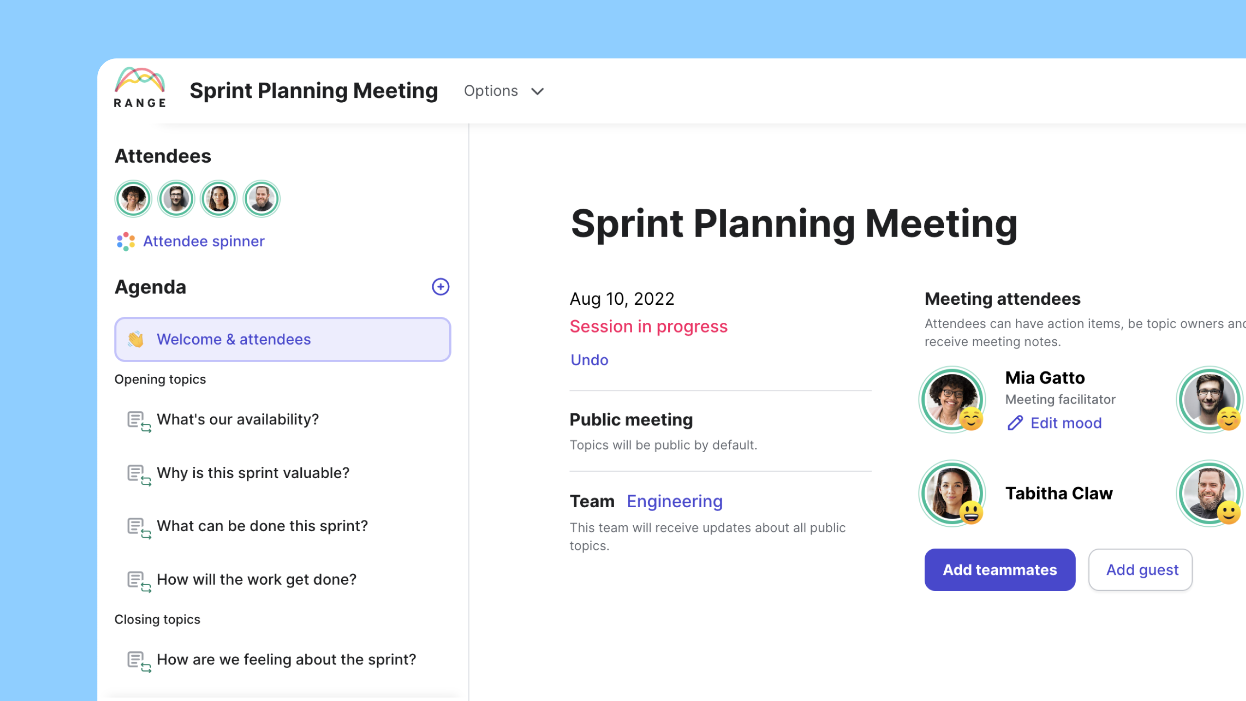sprint planning meeting template