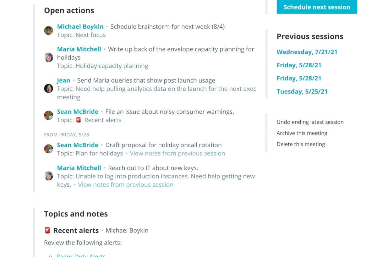Share clear takeaways and next steps from the meeting