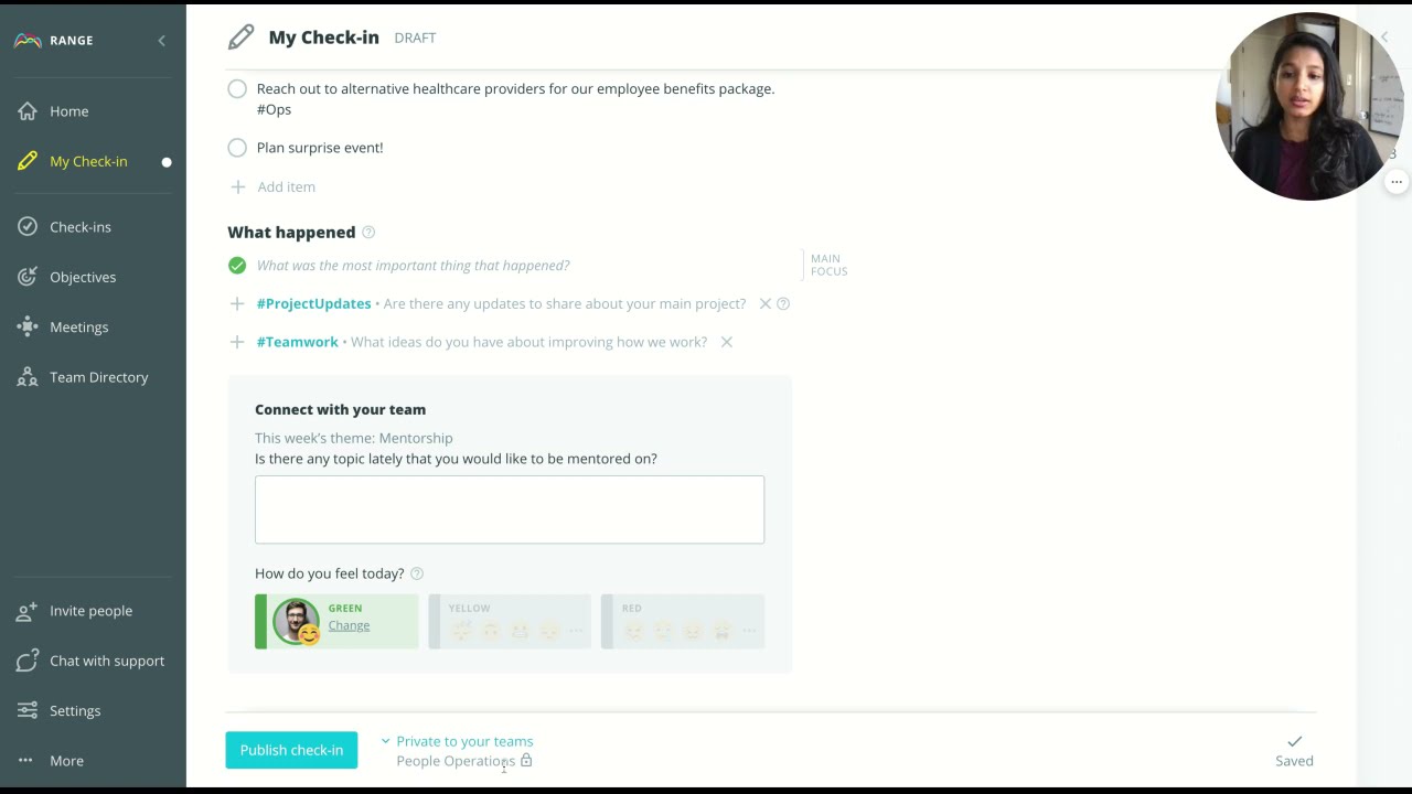 How to share a Private Check in using Range